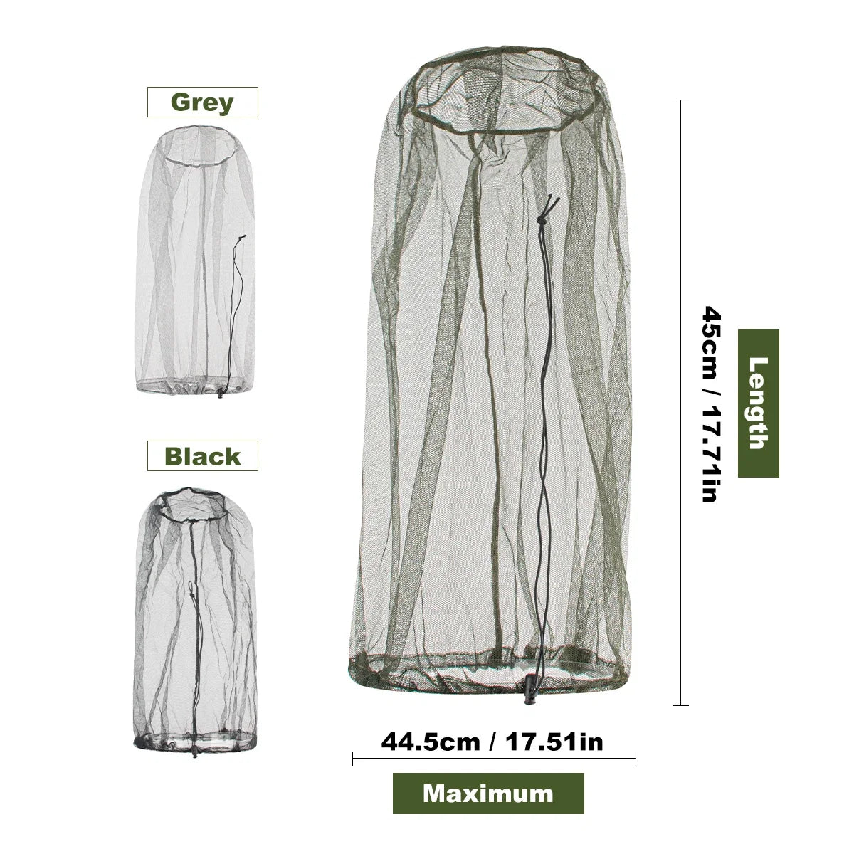 1Pc Ultra Large & Long Extra Fine Holes Mesh Soft Durable Fly Screen Premium Mosquito Insect Head Net Face Protector Camping Cap
