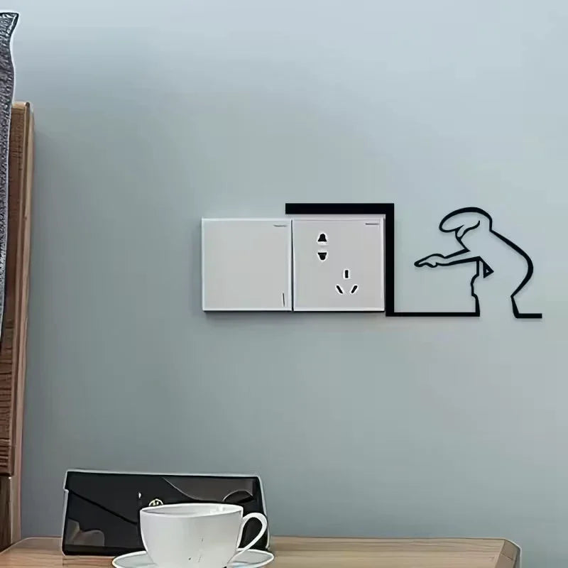Minimalist La Linea Switch Sticker | Cartoon Power Switch Decal for Home Decor