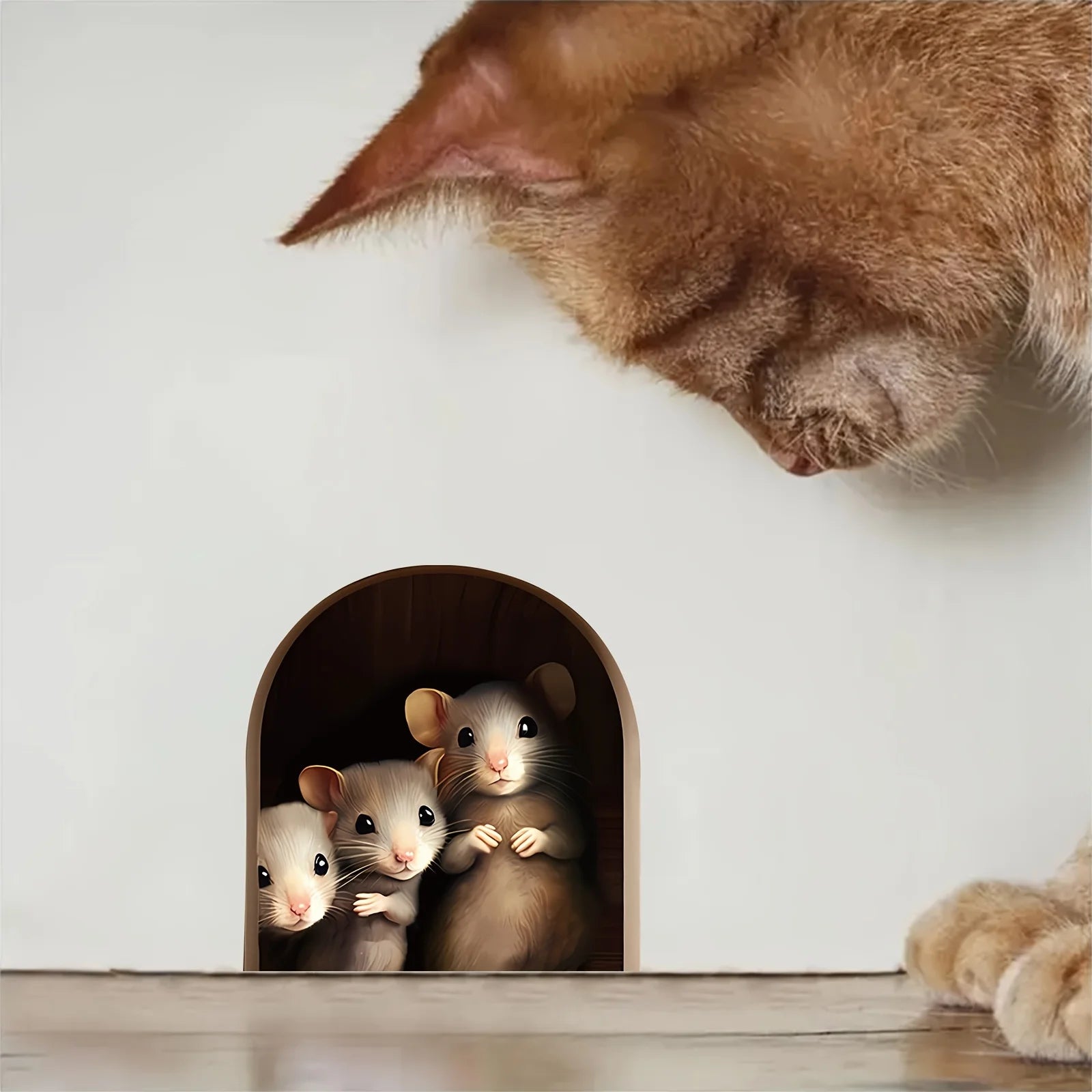 3D Mouse In Hole Wall Stickers | Waterproof Self-Adhesive Wall Decals