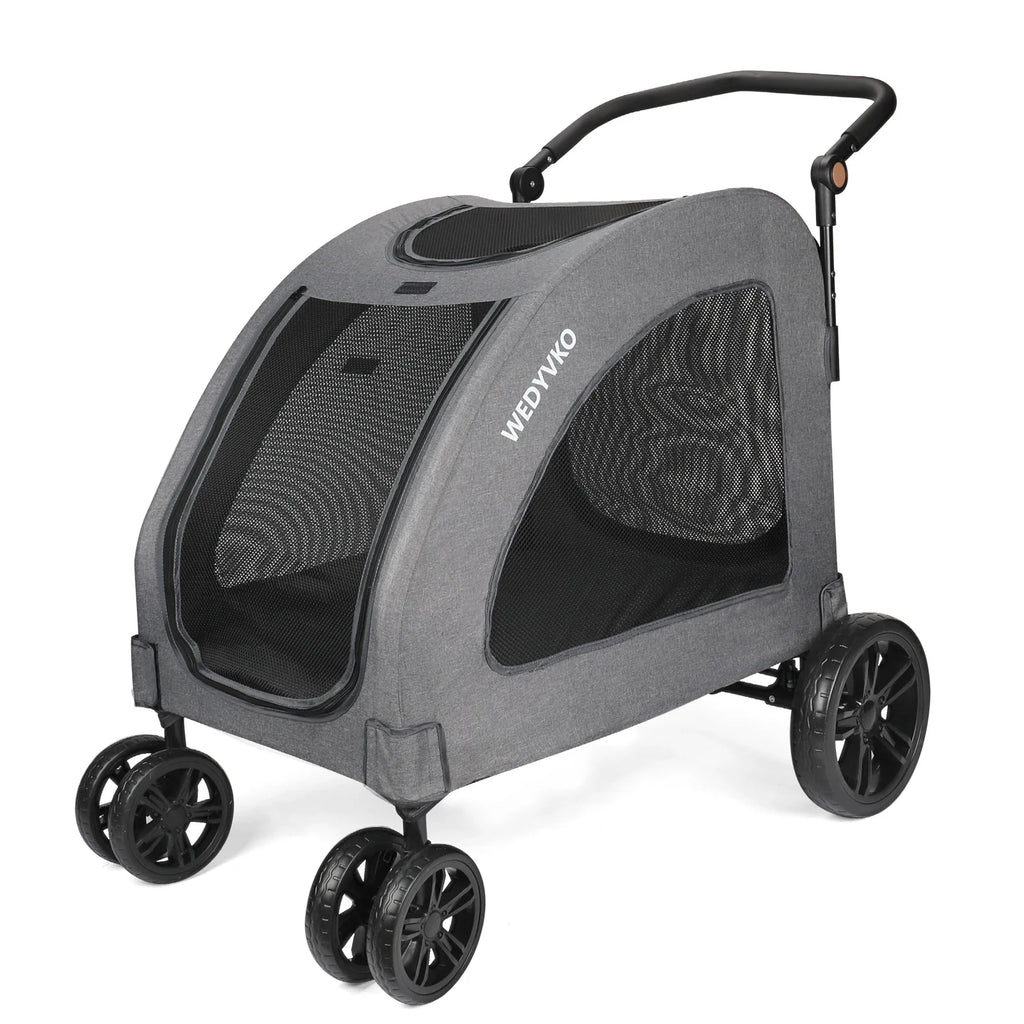 Heavy Duty Dog Stroller for Large Dogs up to 120 lbs, Foldable Pet Wagon with 360° Wheels, All-Round Ventilation, Front & Rear Z