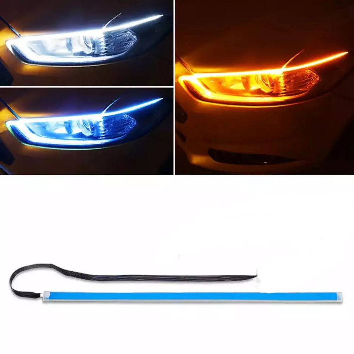 12V LED Car Daytime Running Light | Flexible Waterproof Strip with Flowing Turn Signal