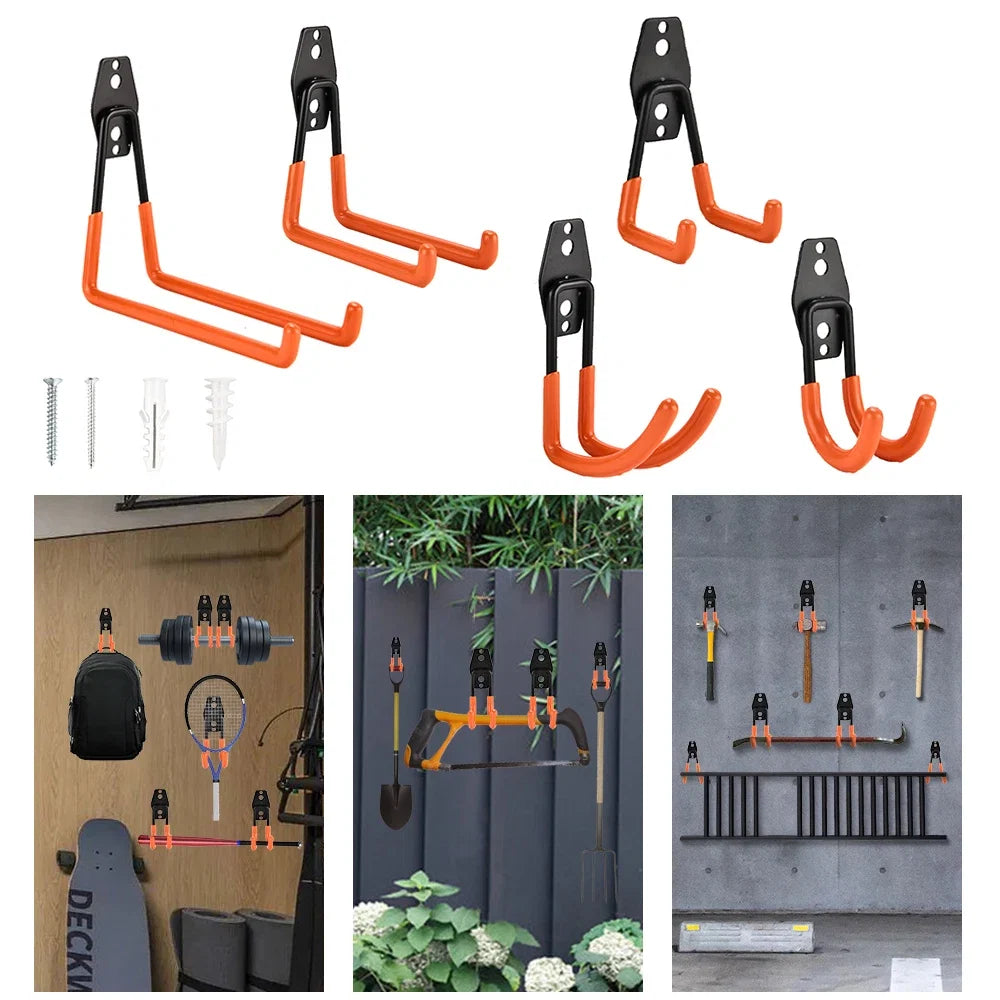 Heavy Duty Metal Hook Garage Organizer Wall Mount Bicycle Hanger Hooks Wall Mount Anti-slip Ladders Storage Hook Garden Tool