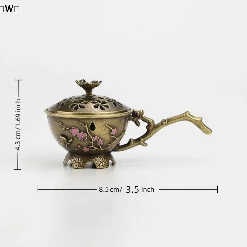 Handheld Plum Blossom Incense Burner | Retro Hollow Out Incense Stick Holder with Handle