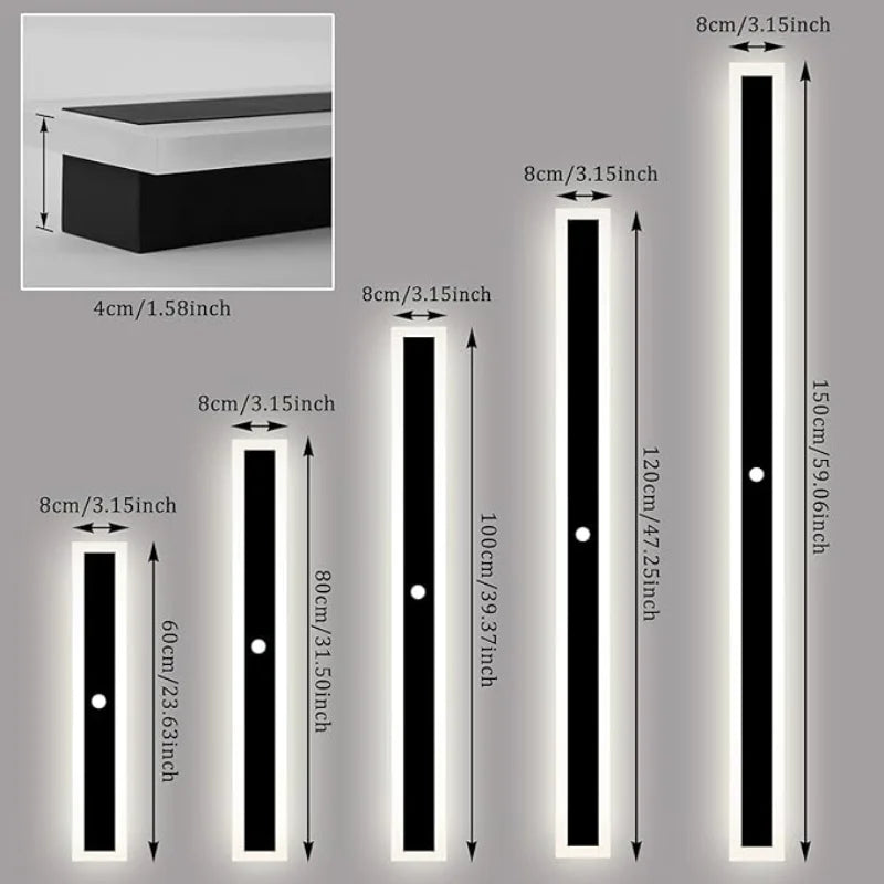 110- 240V IP65 Waterproof Porch Lamp LED Long Garden Lamp for Villa Garage Lighting FixtureOutdoor Wall Light With Motion Sensor