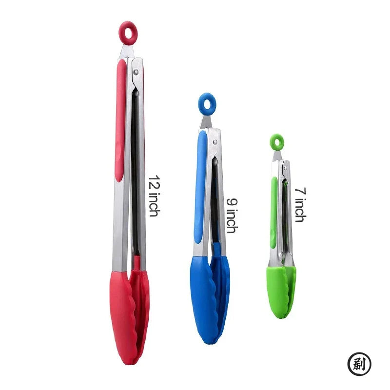 Choose Your Perfect Tongs: 7" (Precise) / 9" (All-Purpose) / 12" (BBQ) - All with Silicone Tips & Lock