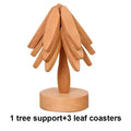 Wooden Trivets for Hot Dishes Folding Tree Shape Black Walnut Table Mat Holders Heat Insulated Pad Set Coasters for Pots