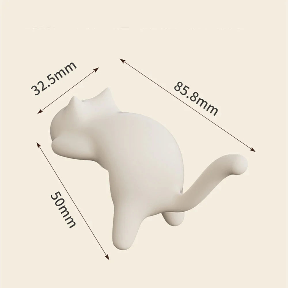 Cat Shaped No Trace Hooks, Damage-Free Wall Mount Holder Clip for Bag/Purse/Pencil Case on Desk Table Study Office