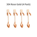2/4PCS Set 304 Stainless Steel Cat Spoon Creative Cartoon Hanging Edge Spoon Cute Coffee Spoon Gold-plated Stirring Spoon