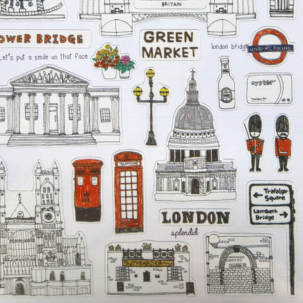 London Travel Sticker Set | PVC Scrapbook Decoration Kit