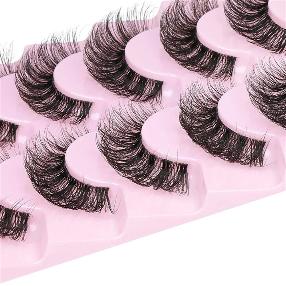 10 Pairs 6D Super Fluffy Wispy Faux Mink Eyelashes | Cat Eye Effect Dramatic Lashes