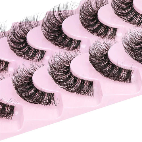 10 Pairs 6D Super Fluffy Wispy Faux Mink Eyelashes | Cat Eye Effect Dramatic Lashes