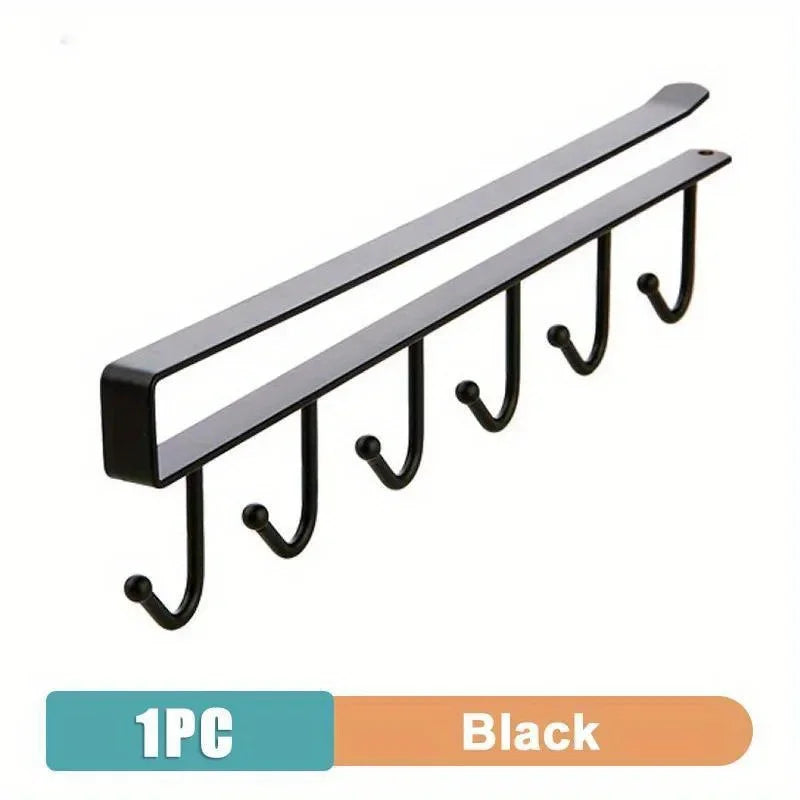 Kitchen Storage Rack 6 Hooks Wall Hanging Organizer Cup Mug Holder for Home Kitchen Bathroom