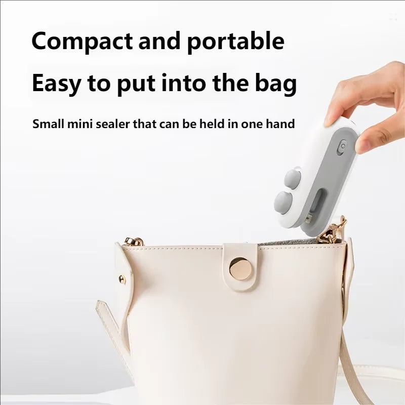 HOMEFISH Mini Handheld Heat Sealer USB Rechargeable Food Storage Bag Plastic Packaging Machine Clip Bag Portable Food Sealer