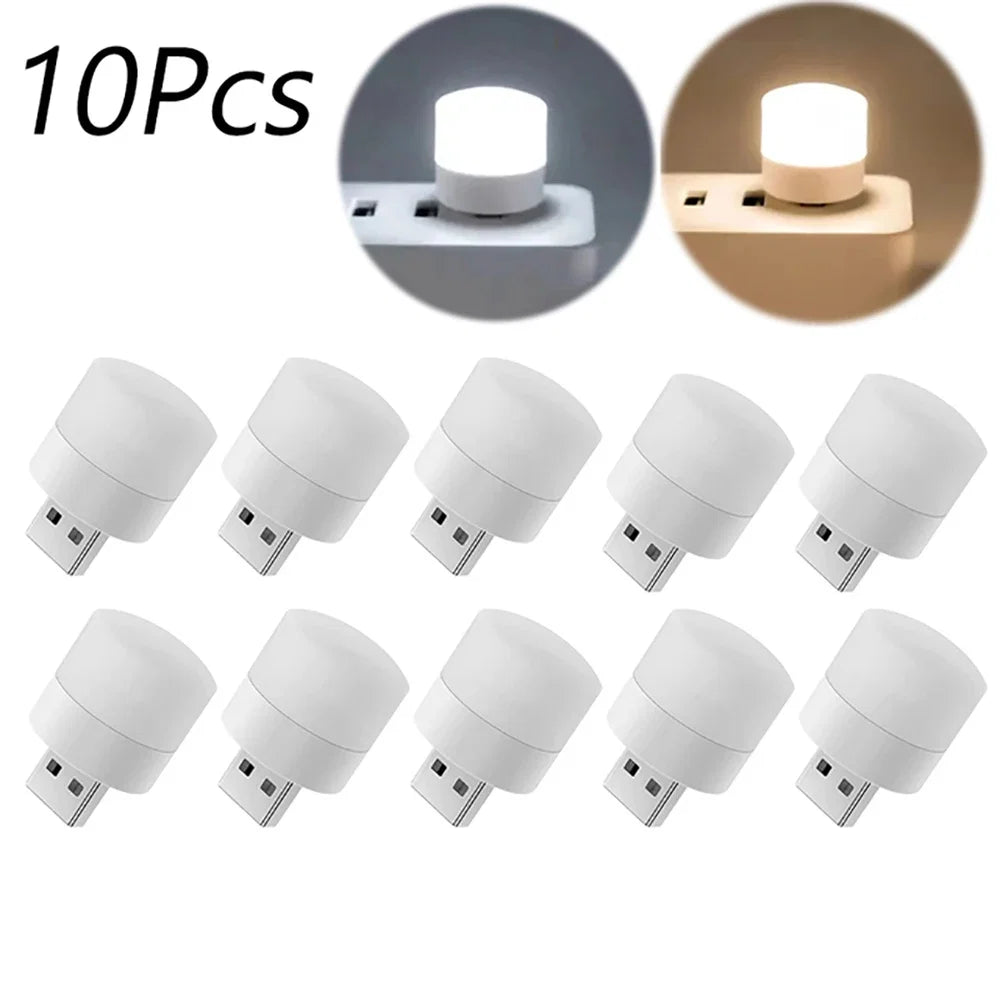 1/3/5/10Pcs USB Night Light Warm White LED Plug-In Light Bulb Portable Home Environment Light Energy-Saving Reading Night Light