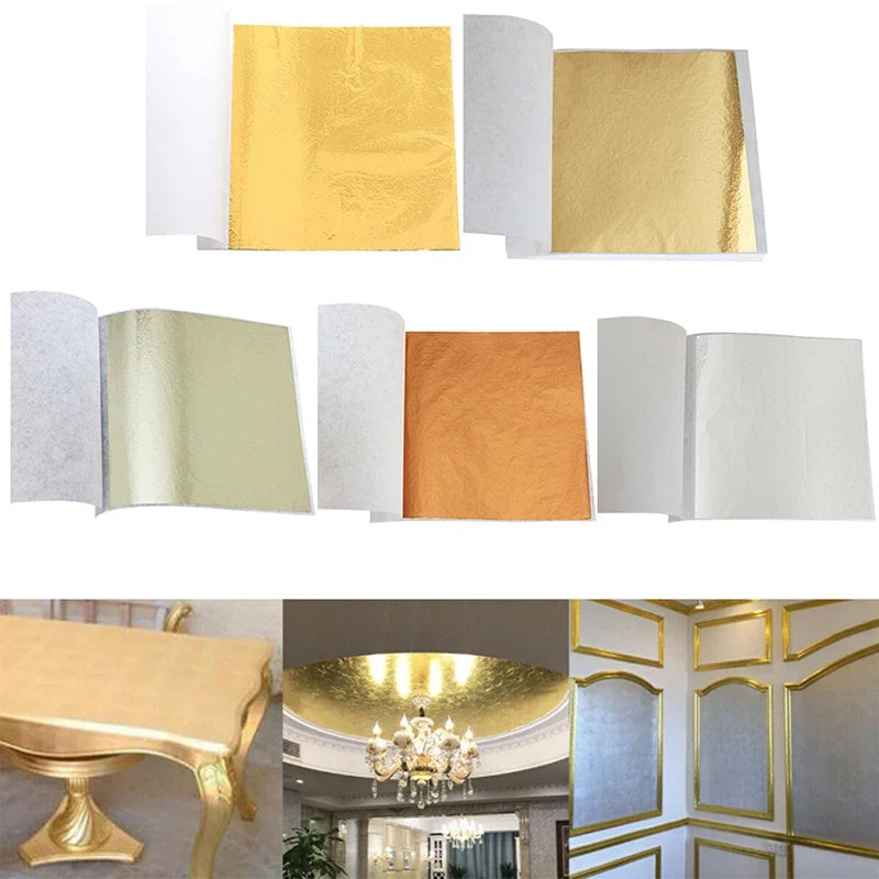 100 Sheets Pure 24K Gold Foil Leaf | For Food Decorations, Gilding, and DIY Crafts