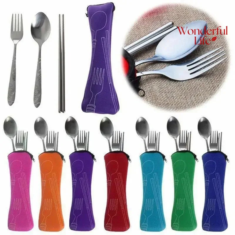 1/2Pcs Home Kitchen Portable Cutlery Bags Picnic Fork Spoon New Travel Packaging Tableware Bag Without Dinnerware Tableware Case