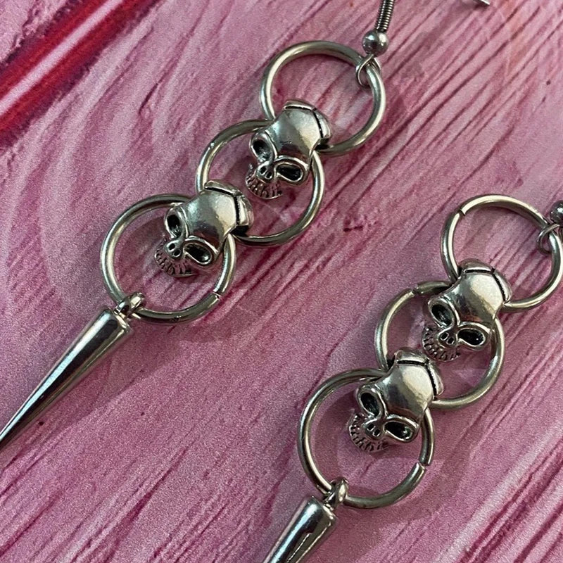 Skull Dangle Earrings | Gothic Punk Drop Earrings for Women and Men