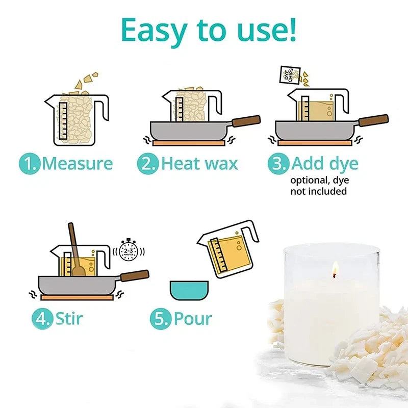 1000/500/250/100g Natural Soy Wax For DIY Handmade Candles Crafts 100% Additive-Free Scented Candle Raw Material Making Kit