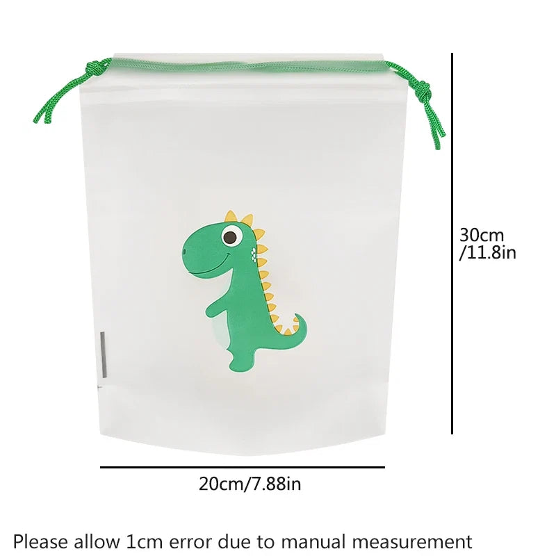 10 Transparent Drawstring Bags with Exquisite Cartoon Patterns, Waterproof and Easy-to-carry Grocery Storage Bags