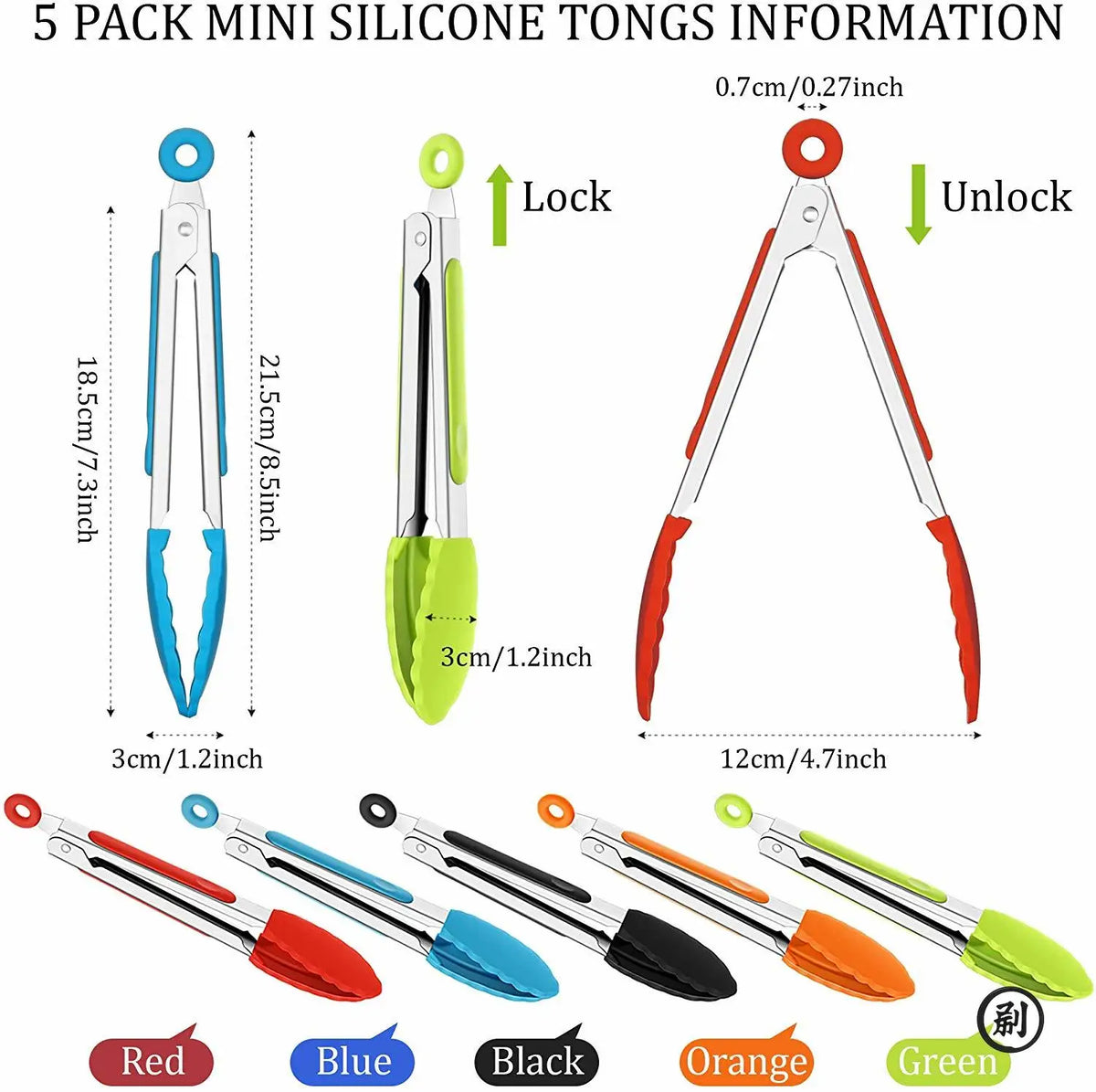 Choose Your Perfect Tongs: 7" (Precise) / 9" (All-Purpose) / 12" (BBQ) - All with Silicone Tips & Lock