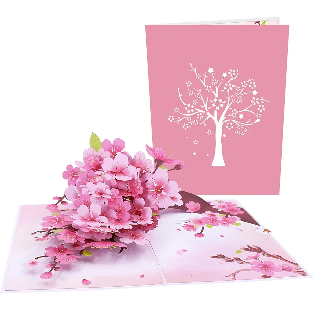 Cymbidium Orchids Pop-up Greeting Card with Envelope Flowers Postcard Floral Birthday Cards Valentines Gifts Creative Home Decor