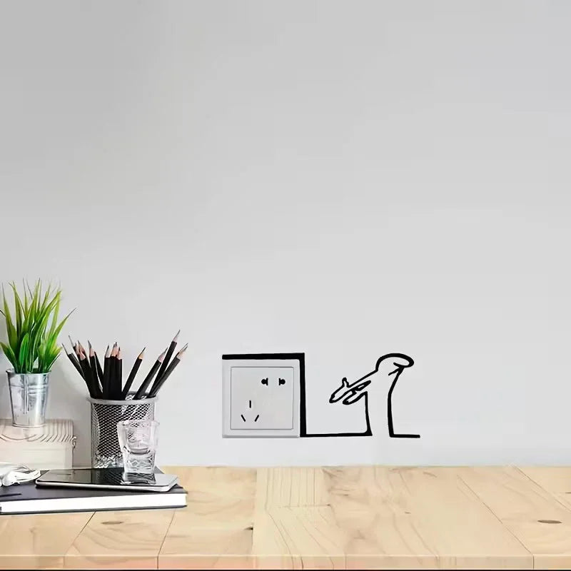 Minimalist La Linea Switch Sticker | Cartoon Power Switch Decal for Home Decor