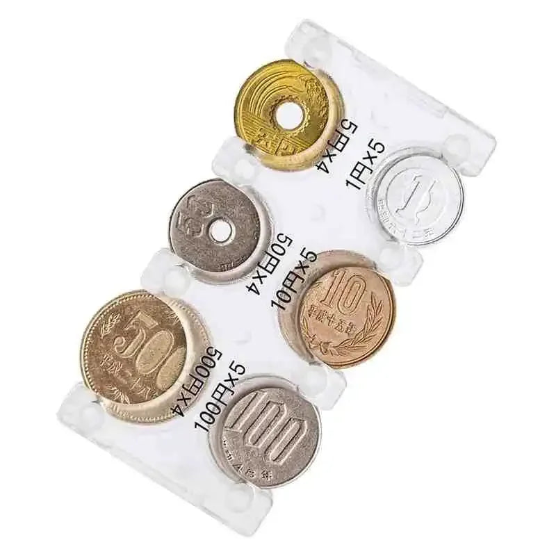 Mini Portable Coin Organizer, Portable Plastic Coin Holder, Multi-Slot Japanese & Korean Currency Storage, Money Management