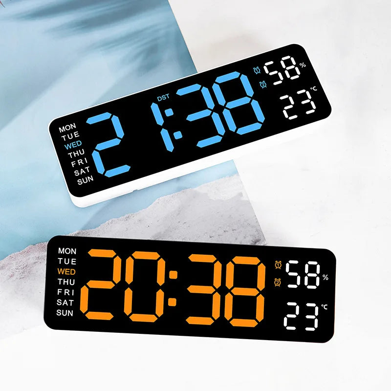 10 Inch Smart Mute LED Electronic Night Alarm Wall Clock Modern Desk Clock Minimalist Thermometer Calendar Time Cube Home Decor