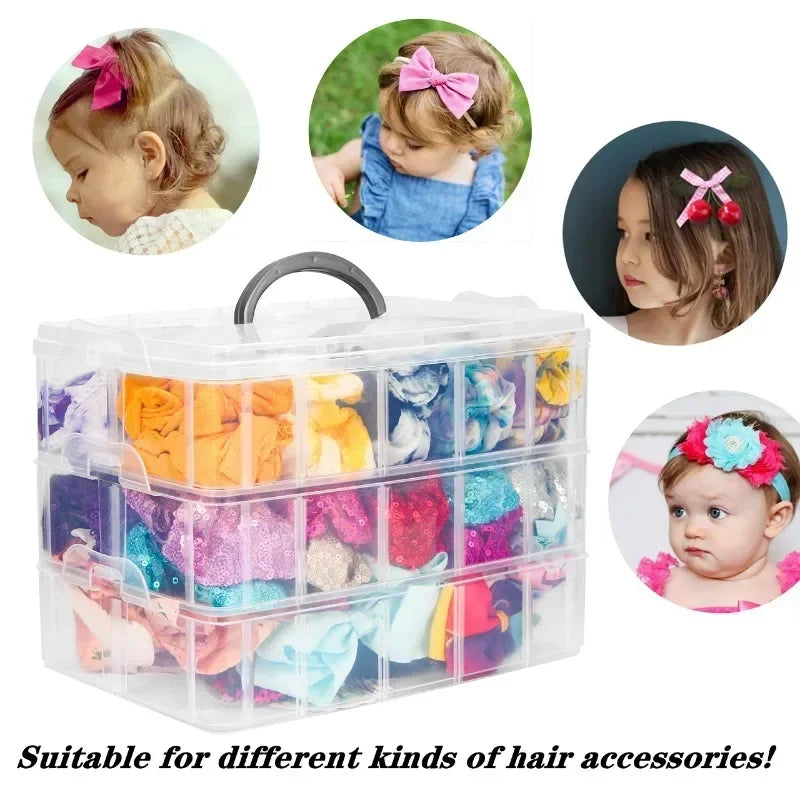 Stackable 3-Tier Plastic Storage Box Adjustable Compartment Toy Container Clear Jewelry Sundries Organizer Home Storage Supplies