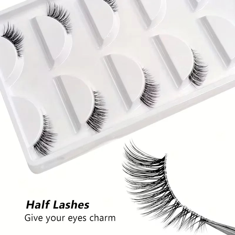 Natural Look Curly Half Lashes | 5 Pairs for Volume and Definition