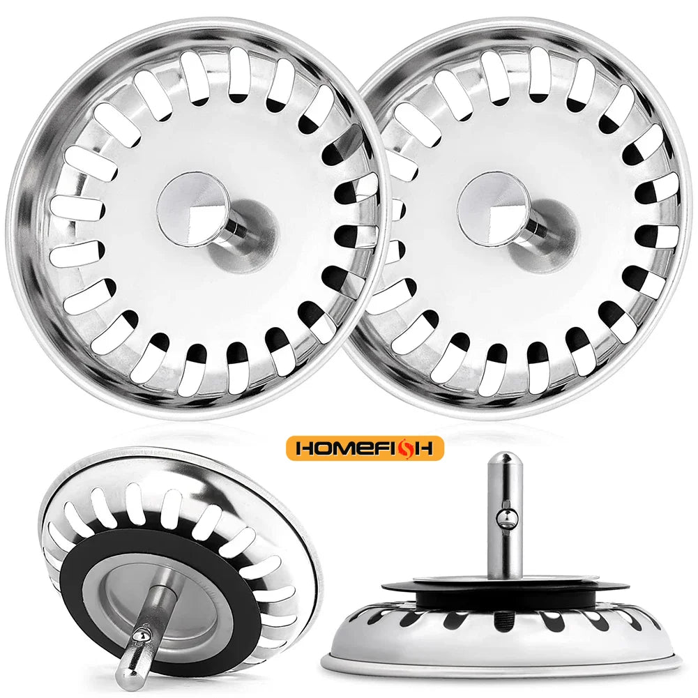 1 PCS Waste Plug Premium Kitchen Sink Strainer Replacement Basin Drain Filter Stainless Steel 80mm/82mm/84mm 2 Sizes Fixing Pin
