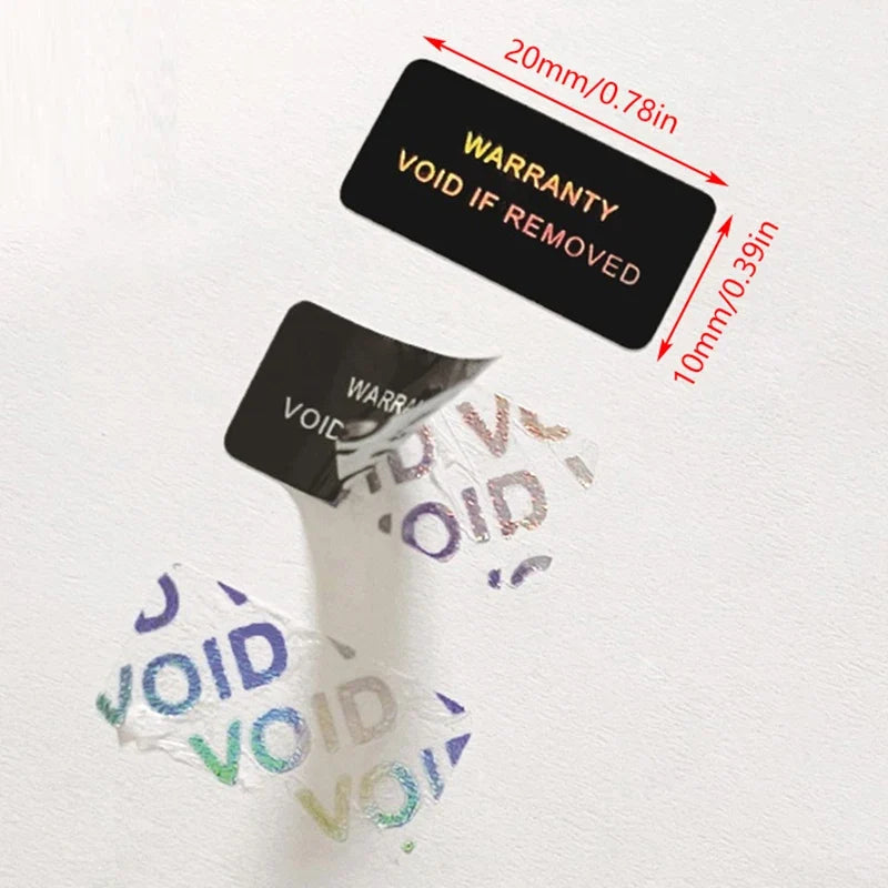 100 Pack Tamper Proof Warranty Stickers | Security Seal Void Labels