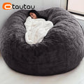 OTAUTAU 5ft Giant Fluffy Faux Bunny Fur Bean Bag Cover Winter Christmas Pouf Cover DD003【No Filler!Need uy Filler By Yourself!】