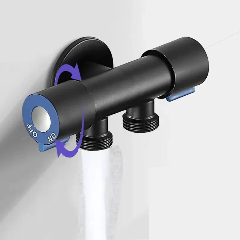 LUHAIXIONGDI Stainless Steel Single Cold Water 1 In 2 Out Bathroom Toilet Angle Valve Washing Machine Double Outlet Water Tap