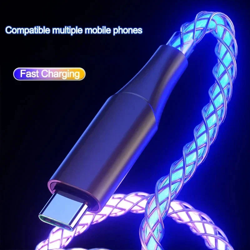 RGB Fast Charging USB to C Cable Colorful Streamer Glowing Line