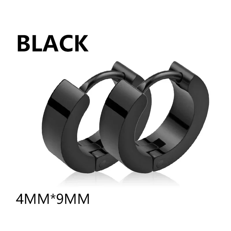 Geometric Stainless Steel Hoop Earrings | Square Triangle Punk Jewelry for Men Women
