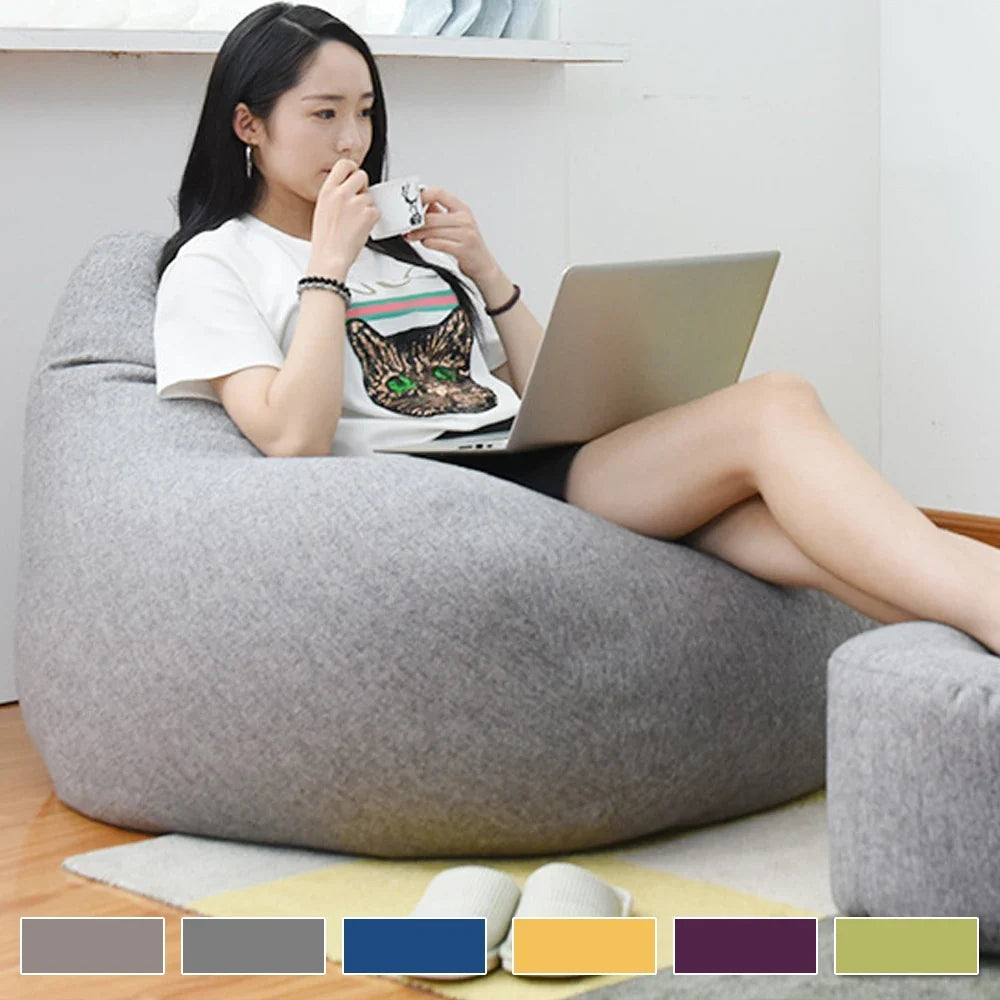 Lazy Sofas Cover Large Bean Bag Cover Without Filler Adults Couch Living Room Bedroom Home Tatami Lounger Comfortable Seat Cover