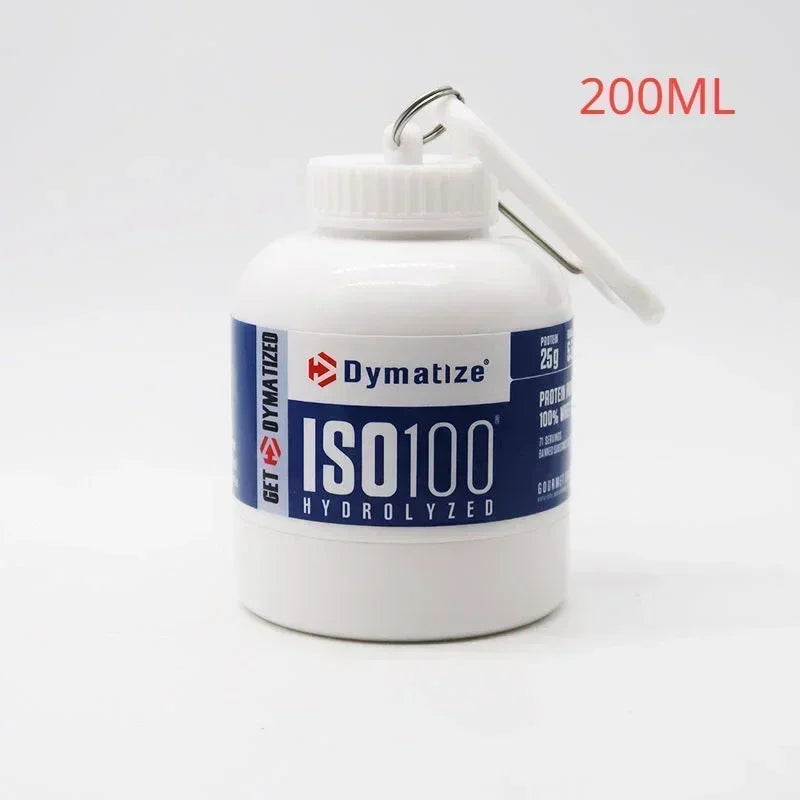 100/200ML Portable Mini Protein Powder Bottle with Keychain Health Funnel Medicine Box Container Small Cup Outdoor Sport Storage