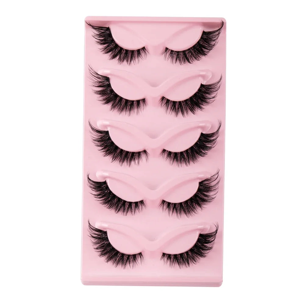 5 Pairs Cat Eye Lashes Fake Eyelashes | Natural Long Manga Winged End Lashes