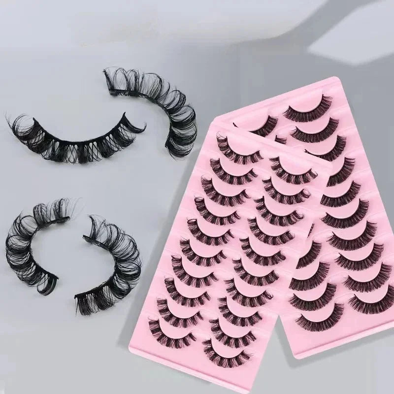 10Pairs 3D Mink Lashes Russian Strip Lash | Dramatic False Eyelashes for Full Volume Look