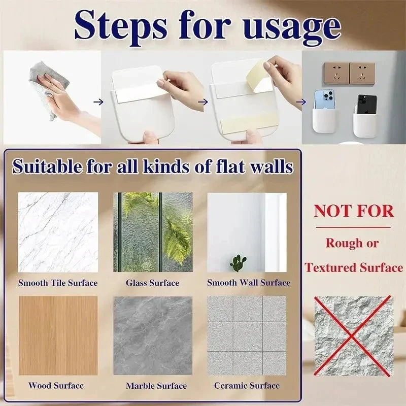 2PCS Wall Mounted Storage Box Household Living Room Conditioner Remote Control Bedside Phone Storage Holder Organizer Box1p2026