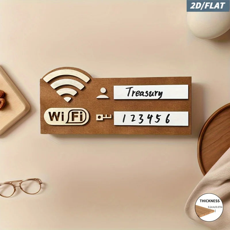 2D Wooden WiFi Password Sign with Erasable Board & Marker, Summer Home/Office/ Airbnb Guest Room Decor for Easy WiFi Access