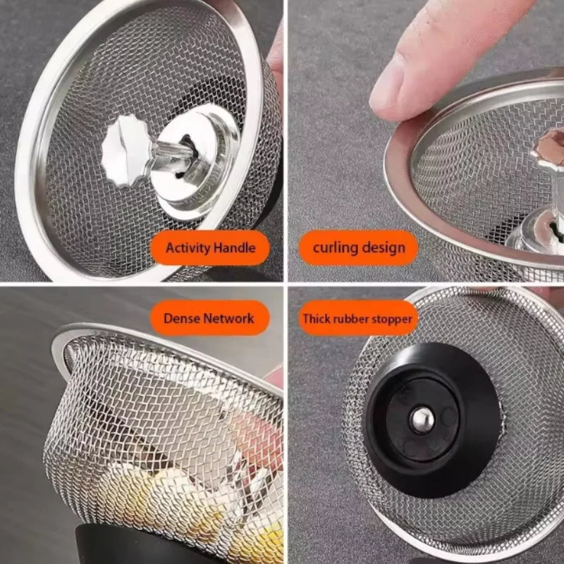 1PCS Kitchen Sink Filter Mesh Sewer Strainers Stainless Steel Bathroom Floor Drains Catcher Waste Drain Hole Filter Screen