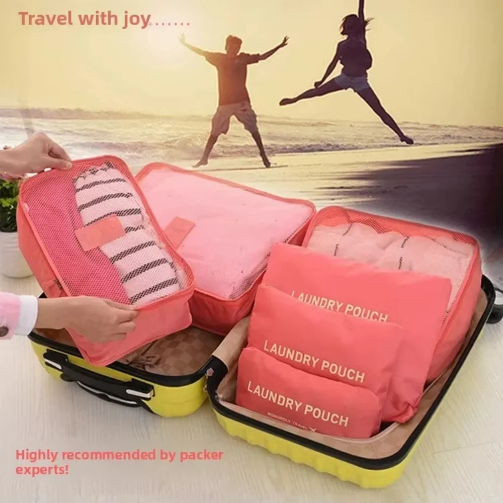 Protable Large Capacity Waterproof Luggage Clothing Underwear Storage Bag 6 Pcs/Set Travel Storage Bag Travel Bag With Zipper