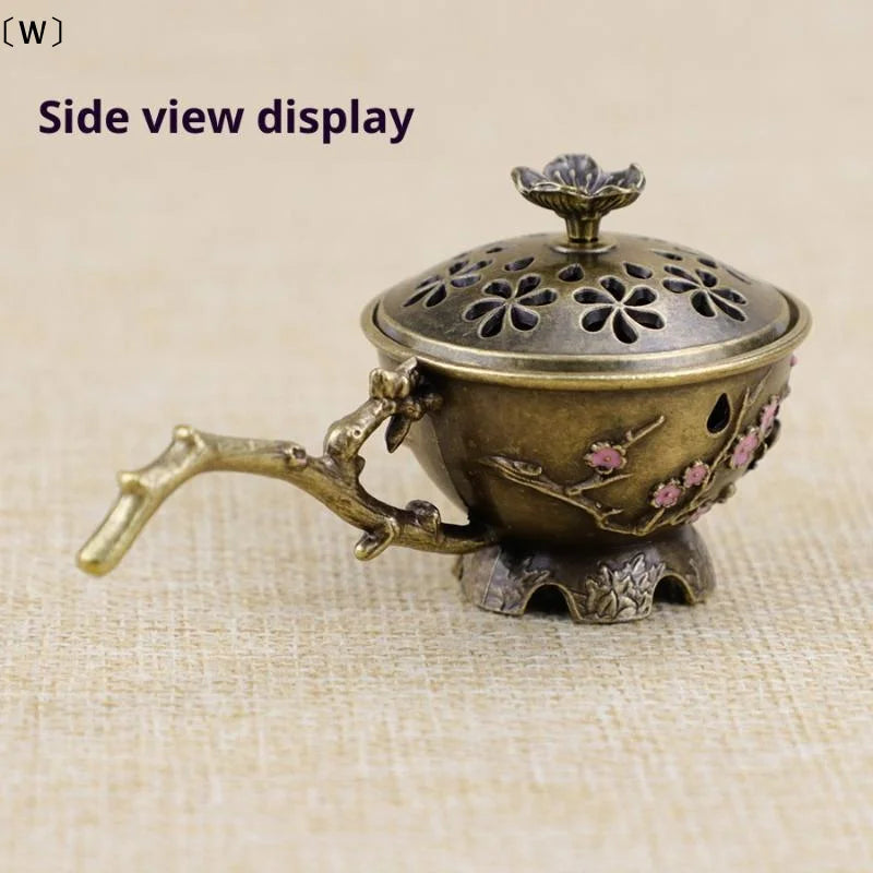 Handheld Plum Blossom Incense Burner | Retro Hollow Out Incense Stick Holder with Handle