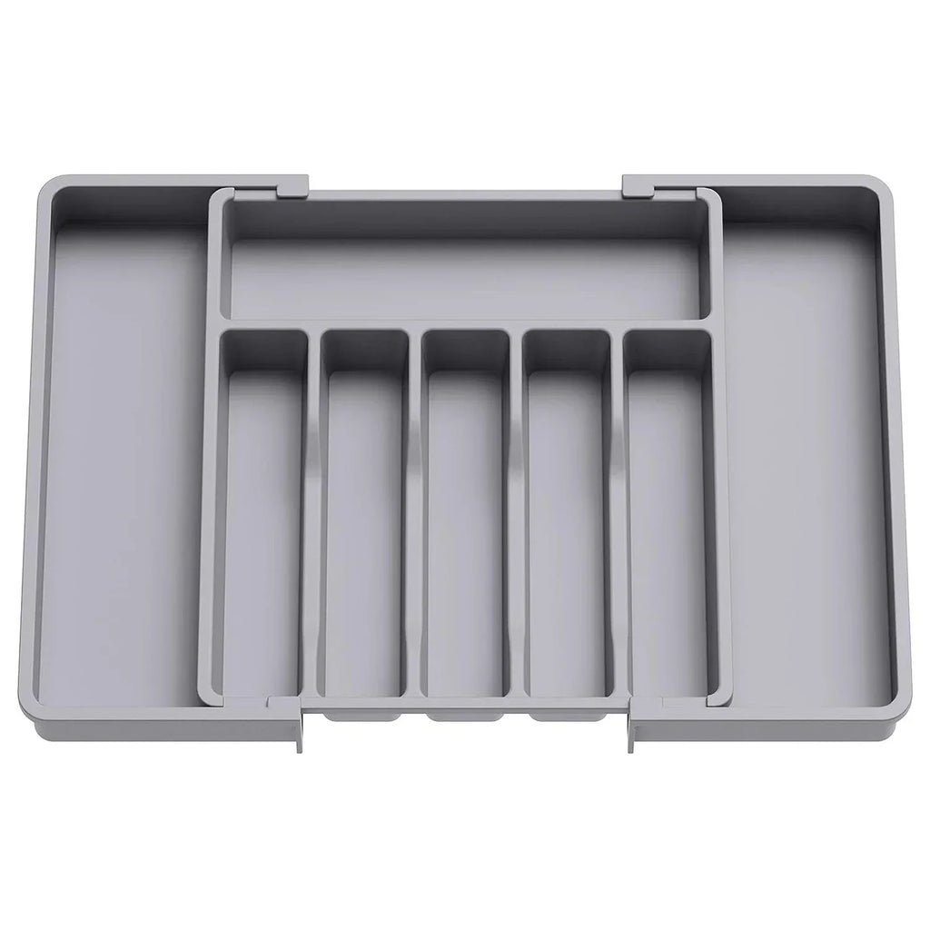 New Adjustable Cutlery Organizer - Upgraded Plastic Storage Tray with Dividers, Ideal for Organizing Spoons and Knife Drawers.