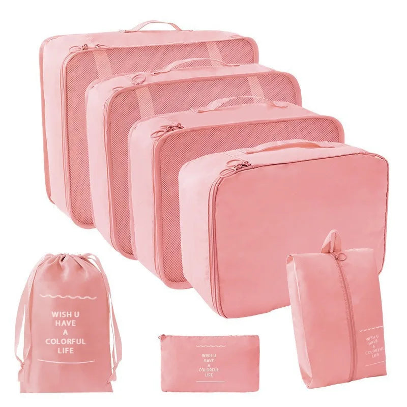 7PCS Set Travel Luggage Organizer Bags Clothes Shoes Packing Set Suitcase Foldable Cube Dormitories Clothes Storage Bag 7PCS Bag