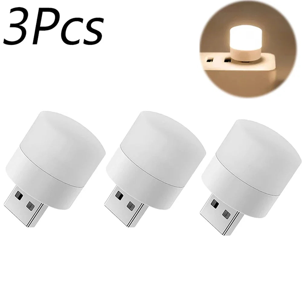 1/3/5/10Pcs USB Night Light Warm White LED Plug-In Light Bulb Portable Home Environment Light Energy-Saving Reading Night Light