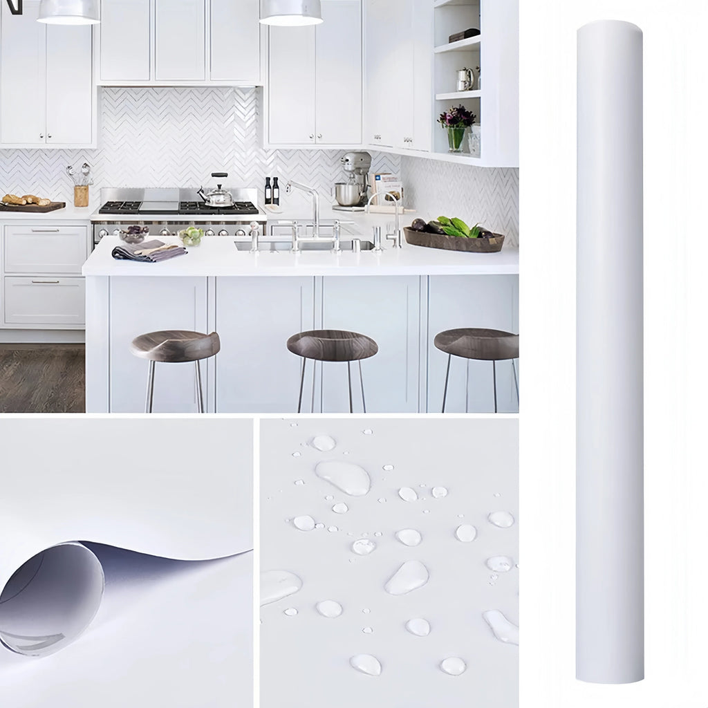 Kitchen countertop White Self-adhesive Wall Wallpaper Self Adhesive Autohesion Wallpapers Home Decor Waterproof Cabinet Sticker
