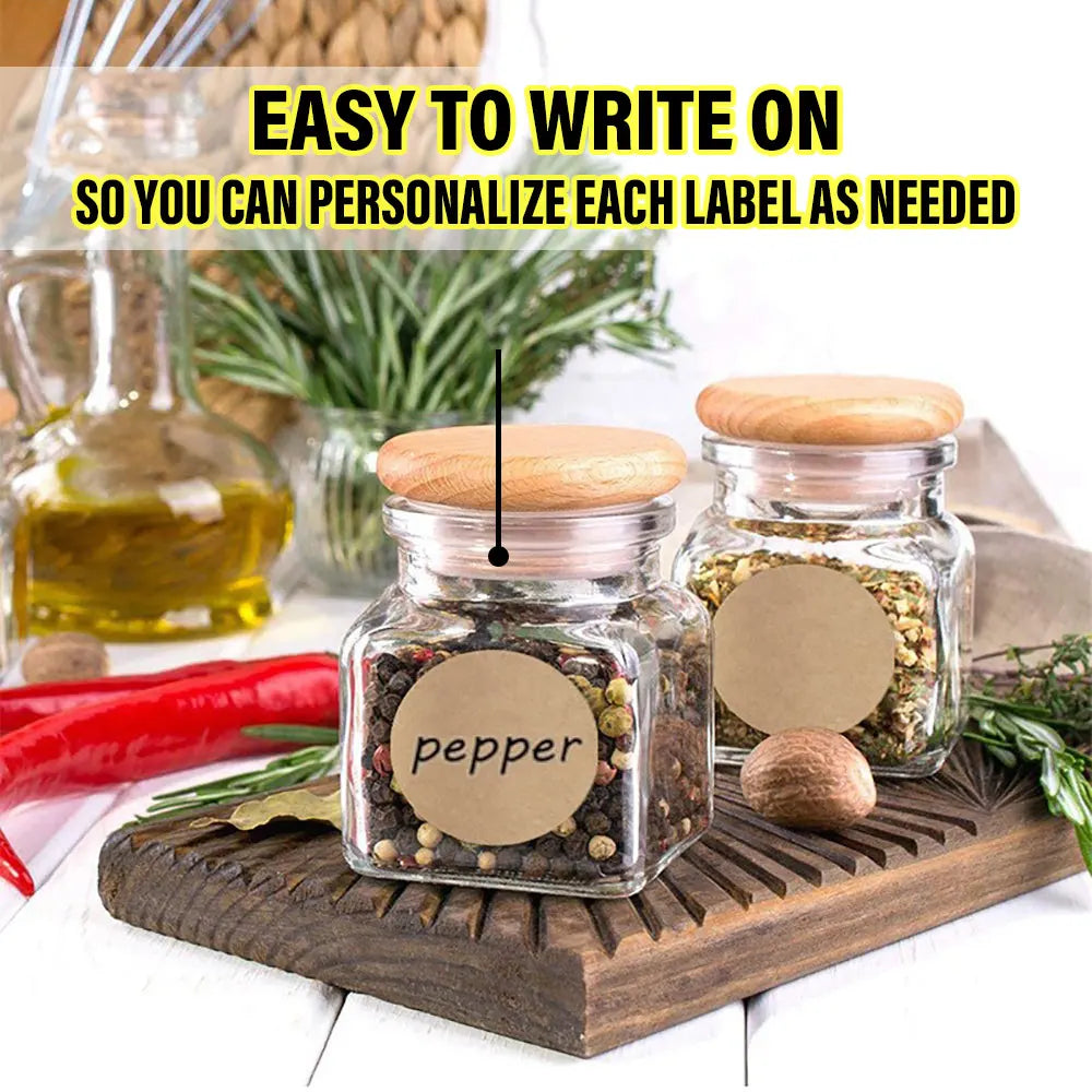 Kraft Self-Adhesive Label Paper Stickers | 500pcs Round Roll for Organization